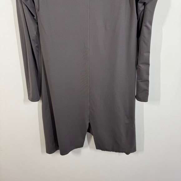 Sarah Pacini Gray Long Sleeve Hooded Minimalist Lagenlook Tunic Dress - Picture 9 of 12